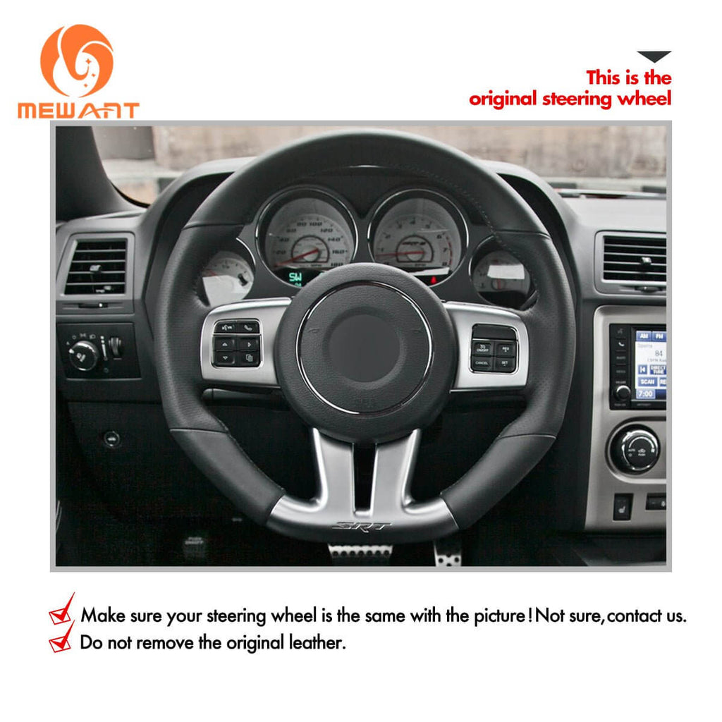 MEWANT Steering Wheel Cover for Dodge / Jeep Challenger Charger Grand Cherokee SRT 2012 - 2014 - Alcantara, Leather, Carbon Fiber, Easy Install, Non - Slip, Best Steering Wheel Cover