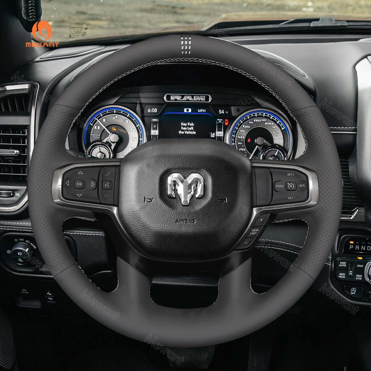 MEWANT Steering Wheel Cover for Dodge RAM 1500 2019 - 2023 - Alcantara, Leather, Carbon Fiber, Easy Install, Non - Slip, Best Steering Wheel Cover