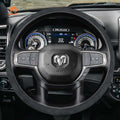 MEWANT Steering Wheel Cover for Dodge RAM 1500 2019 - 2023 - Alcantara, Leather, Carbon Fiber, Easy Install, Non - Slip, Best Steering Wheel Cover
