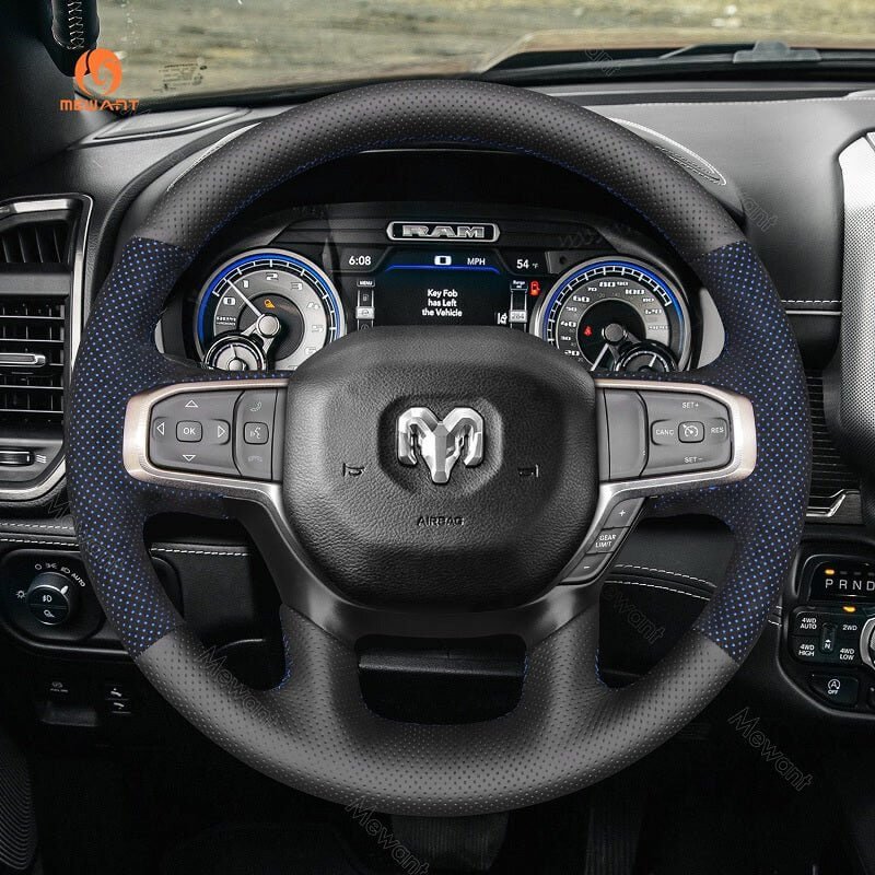 MEWANT Steering Wheel Cover for Dodge RAM 1500 2019 - 2023 - Alcantara, Leather, Carbon Fiber, Easy Install, Non - Slip, Best Steering Wheel Cover