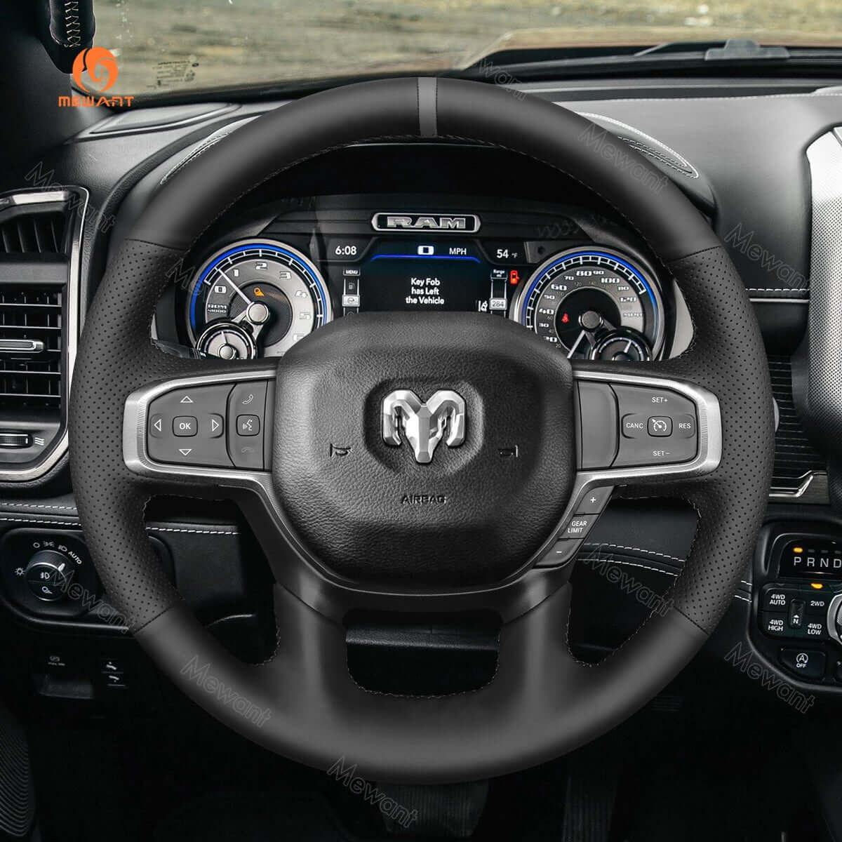 MEWANT Steering Wheel Cover for Dodge RAM 1500 2019 - 2023 - Alcantara, Leather, Carbon Fiber, Easy Install, Non - Slip, Best Steering Wheel Cover