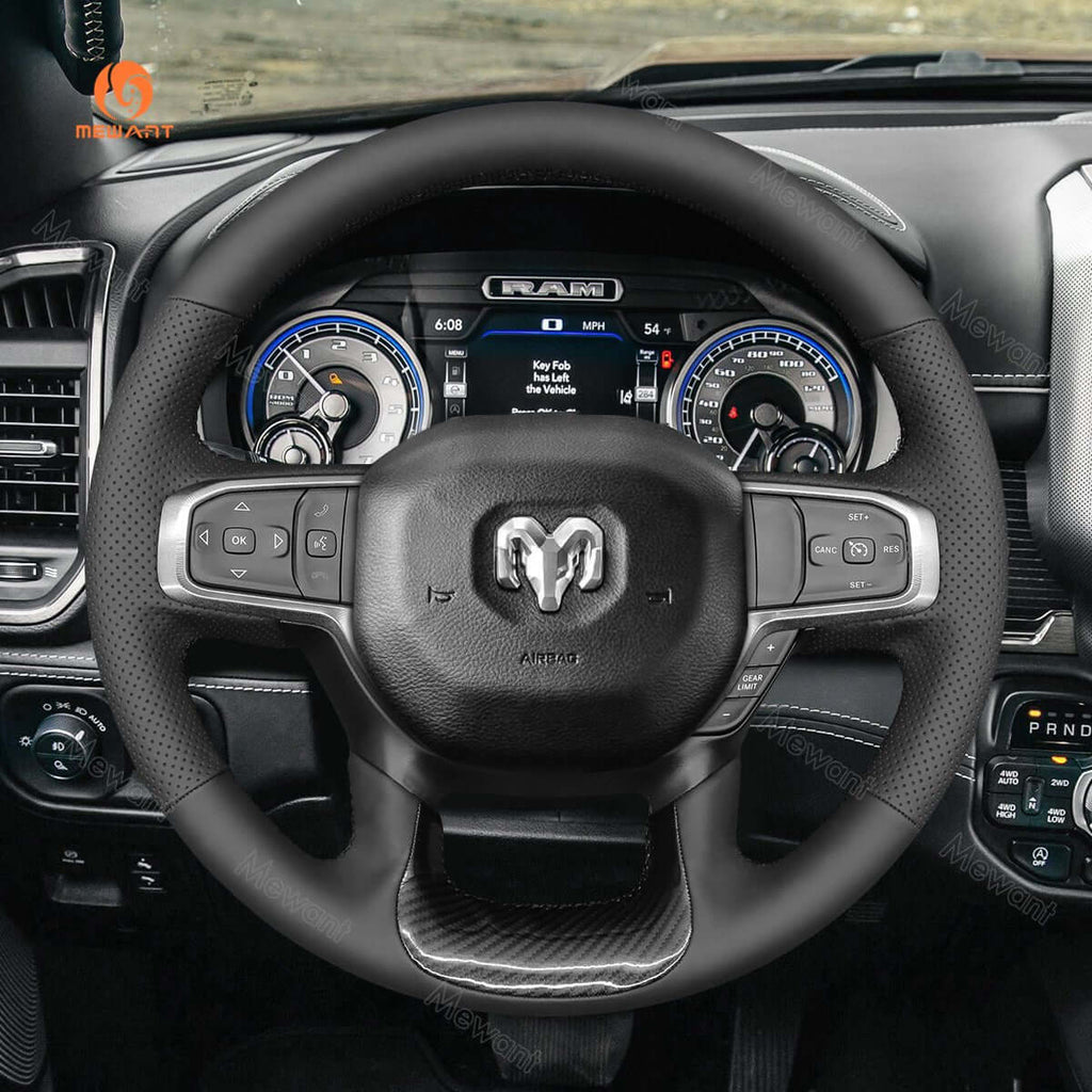 MEWANT Steering Wheel Cover for Dodge RAM 1500 2019 - 2023 - Alcantara, Leather, Carbon Fiber, Easy Install, Non - Slip, Best Steering Wheel Cover