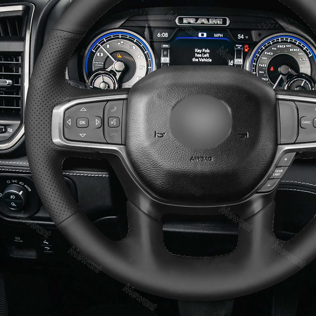 MEWANT Steering Wheel Cover for Dodge RAM 1500 2019 - 2023 - Alcantara, Leather, Carbon Fiber, Easy Install, Non - Slip, Best Steering Wheel Cover