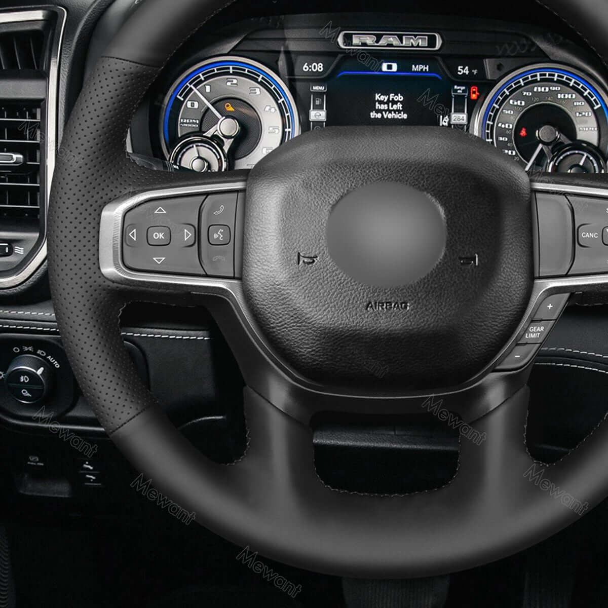 MEWANT Steering Wheel Cover for Dodge RAM 1500 2019 - 2023 - Alcantara, Leather, Carbon Fiber, Easy Install, Non - Slip, Best Steering Wheel Cover