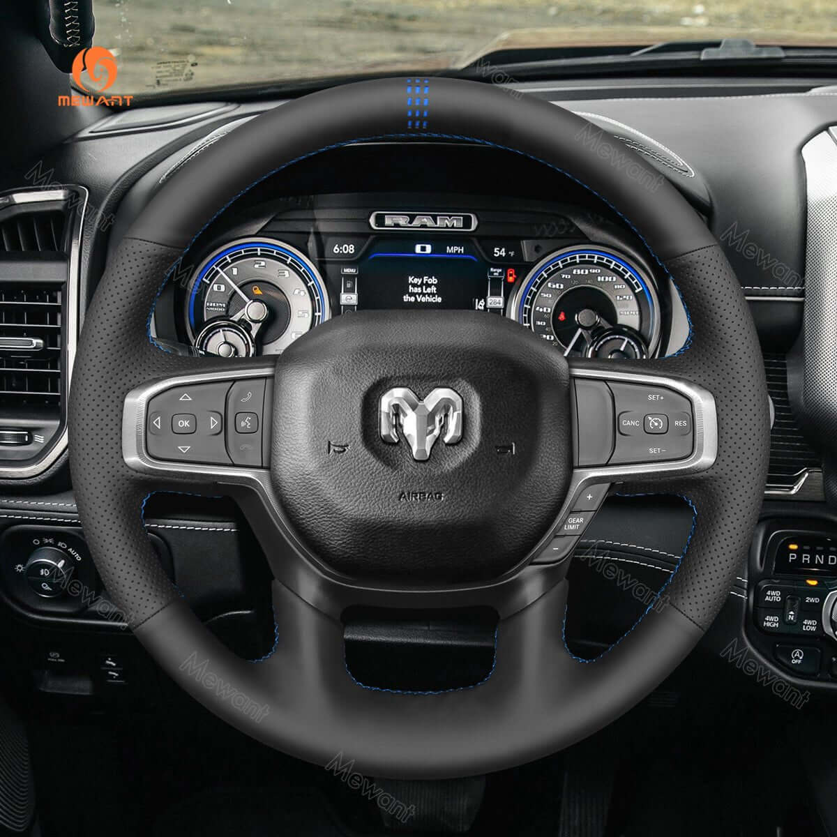MEWANT Steering Wheel Cover for Dodge RAM 1500 2019 - 2023 - Alcantara, Leather, Carbon Fiber, Easy Install, Non - Slip, Best Steering Wheel Cover