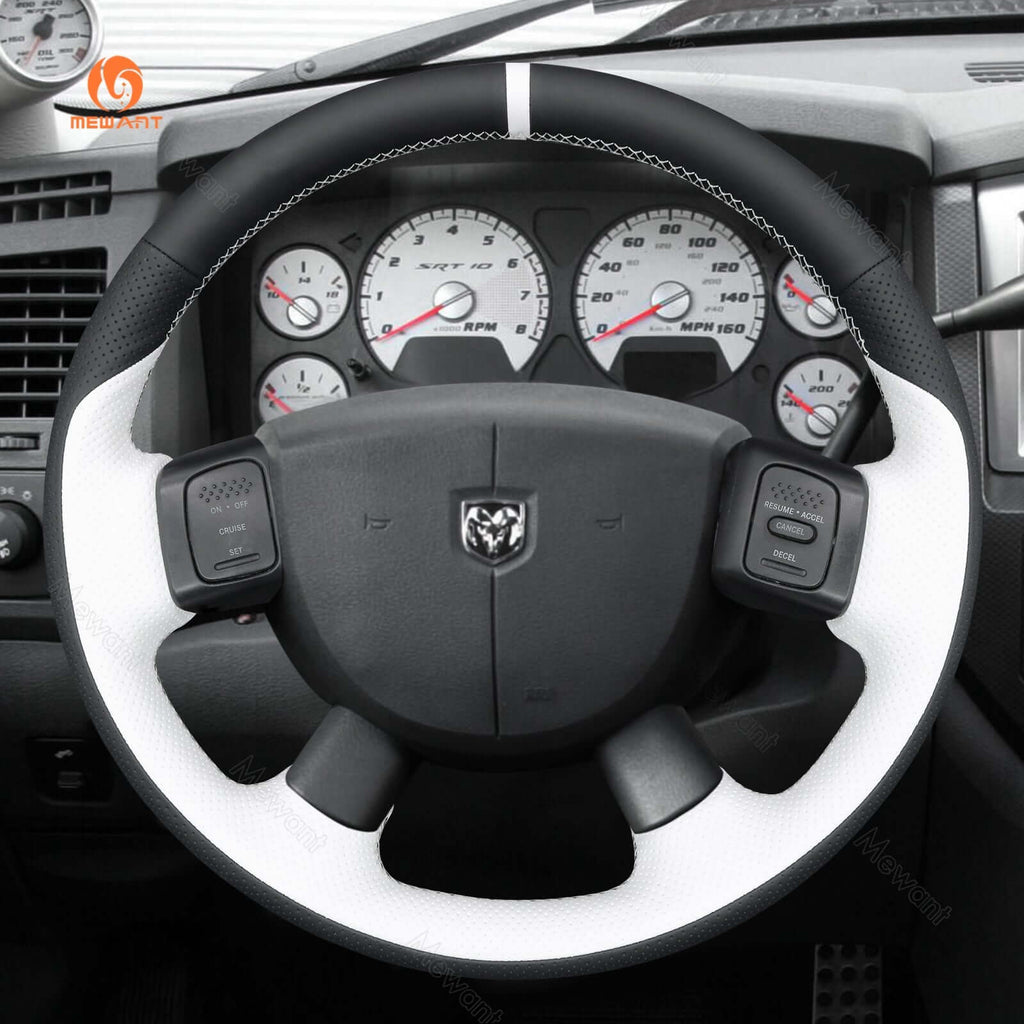 MEWANT Steering Wheel Cover for Dodge Ram 1500 2500 3500 2004 - 2008 - Alcantara, Leather, Carbon Fiber, Easy Install, Non - Slip, Best Steering Wheel Cover