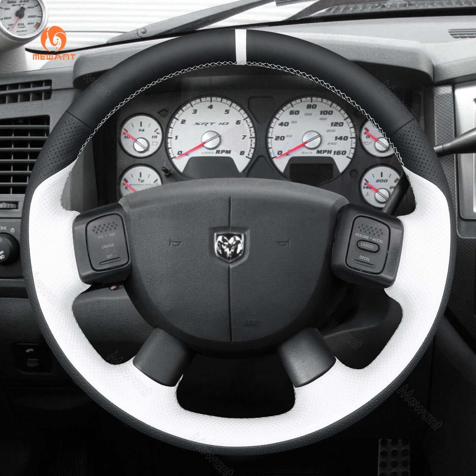 MEWANT Steering Wheel Cover for Dodge Ram 1500 2500 3500 2004 - 2008 - Alcantara, Leather, Carbon Fiber, Easy Install, Non - Slip, Best Steering Wheel Cover