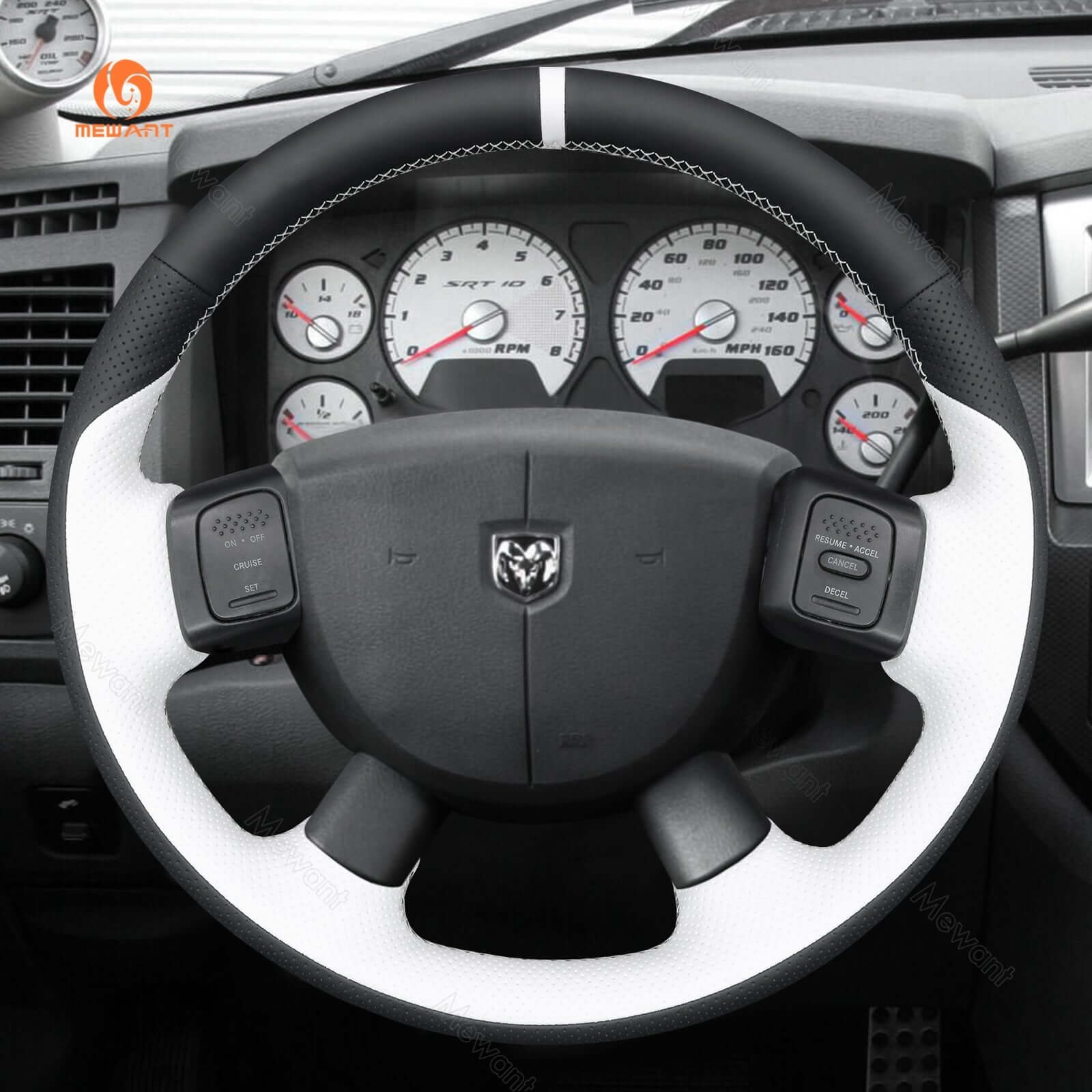MEWANT Steering Wheel Cover for Dodge Ram 1500 2500 3500 2004 - 2008 - Alcantara, Leather, Carbon Fiber, Easy Install, Non - Slip, Best Steering Wheel Cover
