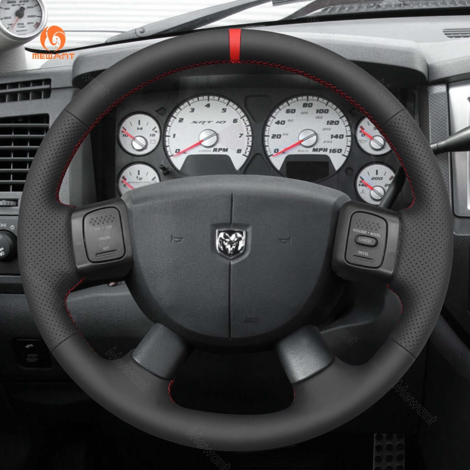 MEWANT Steering Wheel Cover for Dodge Ram 1500 2500 3500 2004 - 2008 - Alcantara, Leather, Carbon Fiber, Easy Install, Non - Slip, Best Steering Wheel Cover