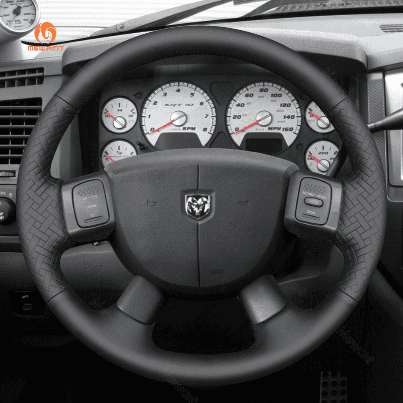 MEWANT Steering Wheel Cover for Dodge Ram 1500 2500 3500 2004 - 2008 - Alcantara, Leather, Carbon Fiber, Easy Install, Non - Slip, Best Steering Wheel Cover