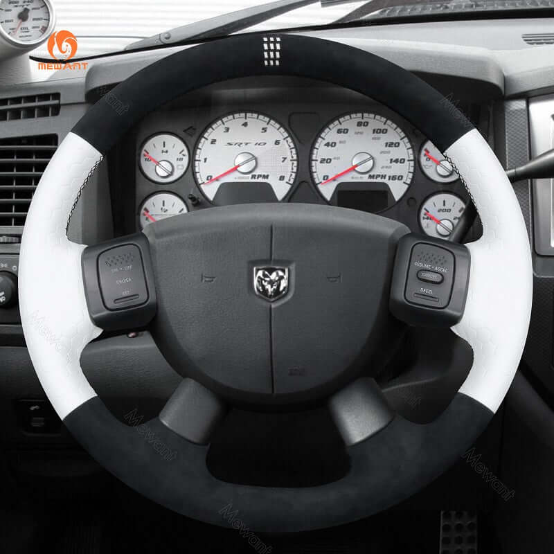 MEWANT Steering Wheel Cover for Dodge Ram 1500 2500 3500 2004 - 2008 - Alcantara, Leather, Carbon Fiber, Easy Install, Non - Slip, Best Steering Wheel Cover
