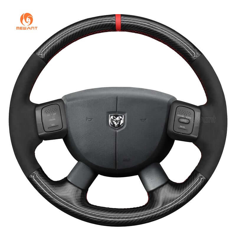 MEWANT Steering Wheel Cover for Dodge Ram 1500 2500 3500 2004 - 2008 - Alcantara, Leather, Carbon Fiber, Easy Install, Non - Slip, Best Steering Wheel Cover