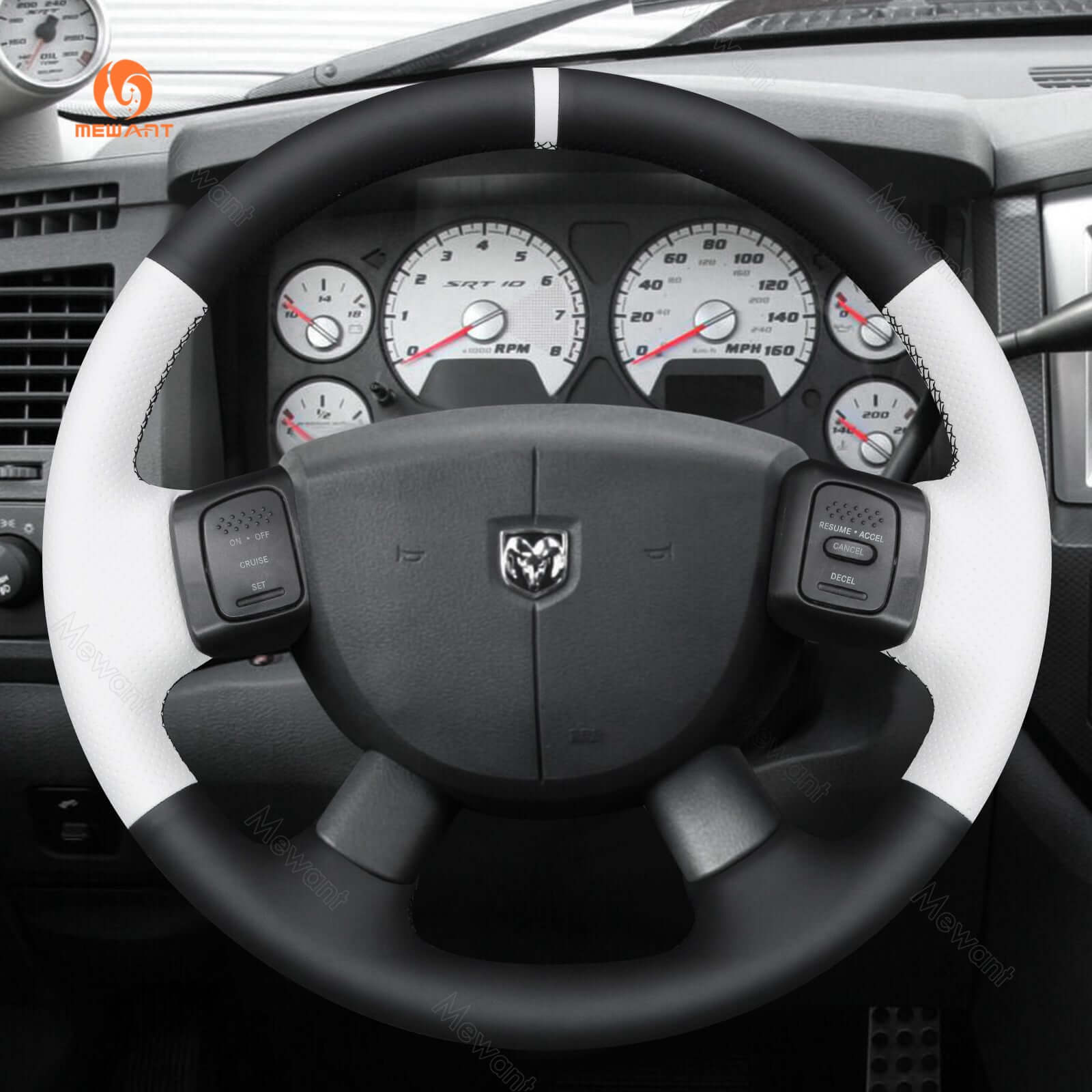 MEWANT Steering Wheel Cover for Dodge Ram 1500 2500 3500 2004 - 2008 - Alcantara, Leather, Carbon Fiber, Easy Install, Non - Slip, Best Steering Wheel Cover