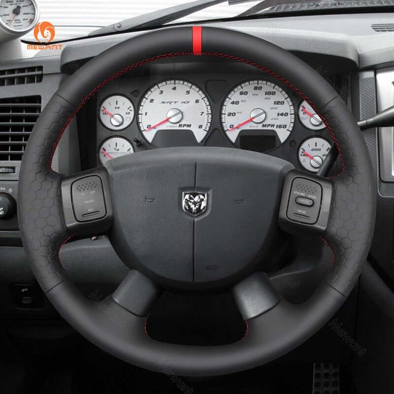 MEWANT Steering Wheel Cover for Dodge Ram 1500 2500 3500 2004 - 2008 - Alcantara, Leather, Carbon Fiber, Easy Install, Non - Slip, Best Steering Wheel Cover