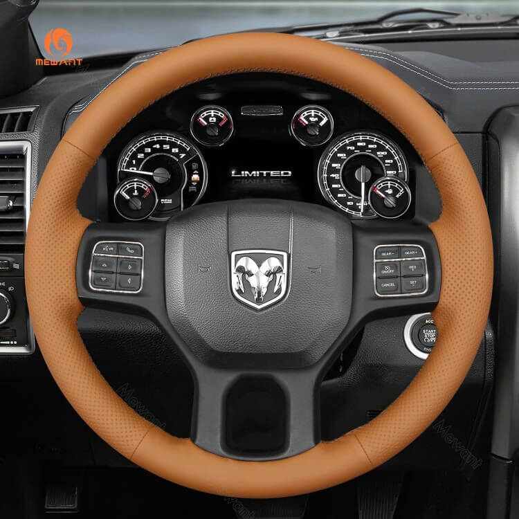 MEWANT Steering Wheel Cover for Dodge RAM 1500 Classic 2500 3500 5500 2012 - 2018 - Alcantara, Leather, Carbon Fiber, Easy Install, Non - Slip, Best Steering Wheel Cover