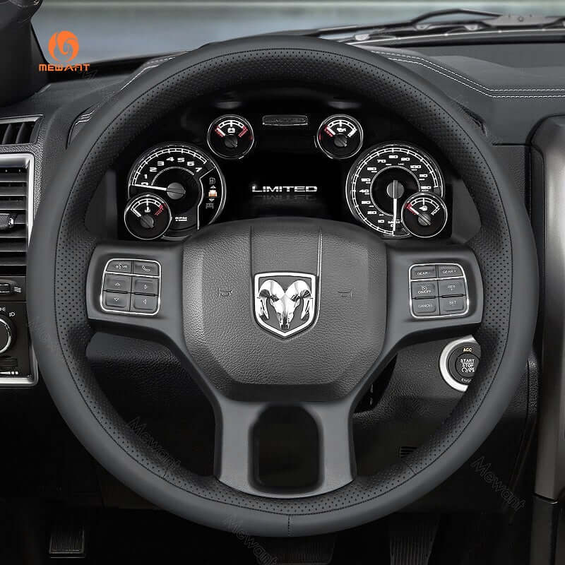 MEWANT Steering Wheel Cover for Dodge RAM 1500 Classic 2500 3500 5500 2012 - 2022 - Alcantara, Leather, Carbon Fiber, Easy Install, Non - Slip, Best Steering Wheel Cover