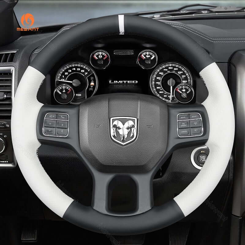 MEWANT Steering Wheel Cover for Dodge RAM 1500 Classic 2500 3500 5500 2012 - 2022 - Alcantara, Leather, Carbon Fiber, Easy Install, Non - Slip, Best Steering Wheel Cover