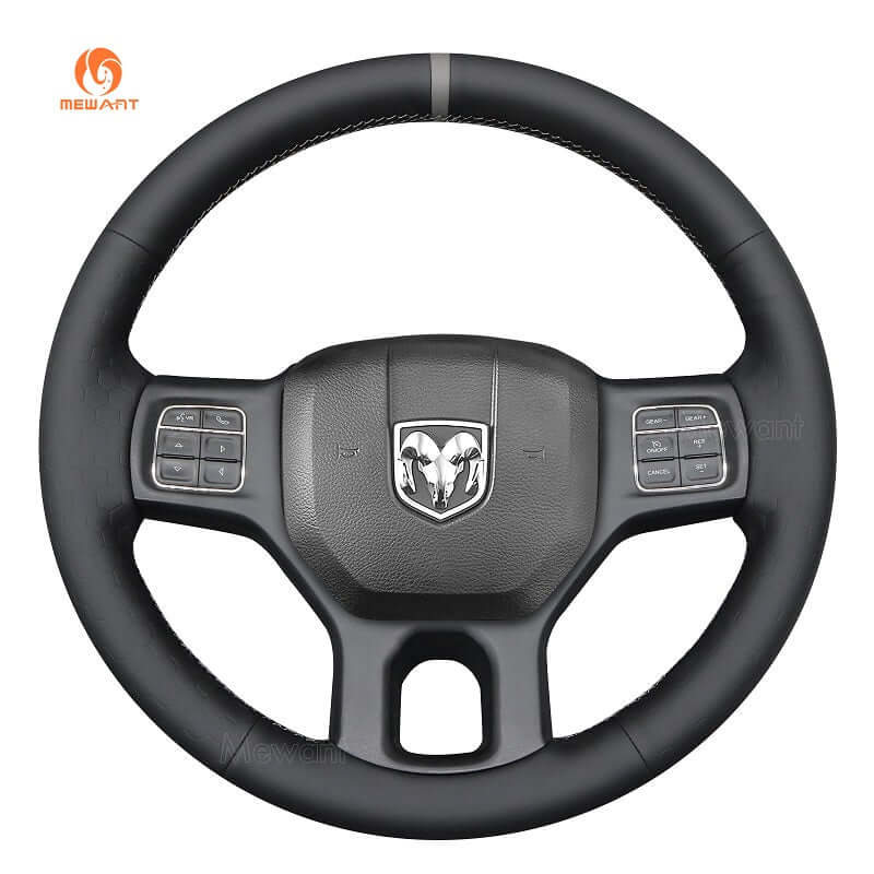 MEWANT Steering Wheel Cover for Dodge RAM 1500 Classic 2500 3500 5500 2012 - 2022 - Alcantara, Leather, Carbon Fiber, Easy Install, Non - Slip, Best Steering Wheel Cover