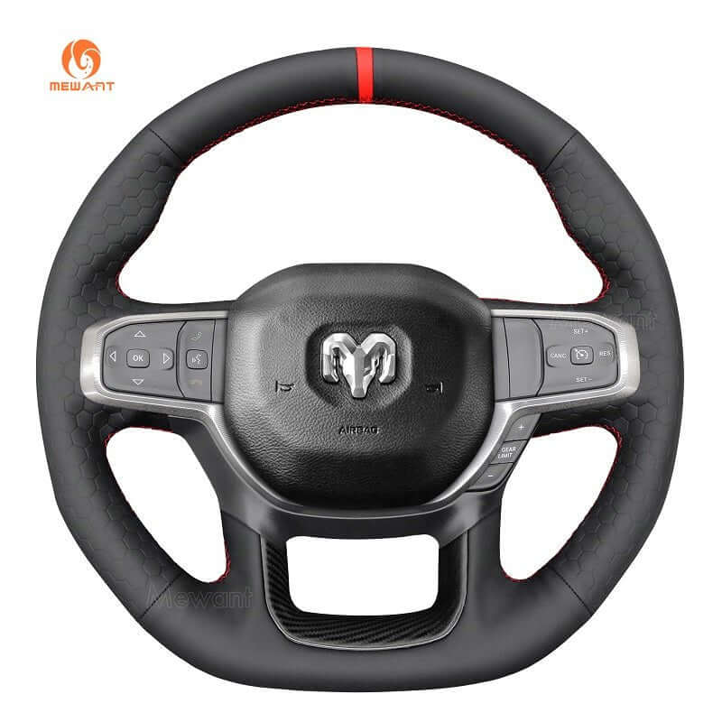 MEWANT Steering Wheel Cover for Dodge Ram 1500 TRX 2021 - 2024 - Alcantara, Leather, Carbon Fiber, Easy Install, Non - Slip, Best Steering Wheel Cover