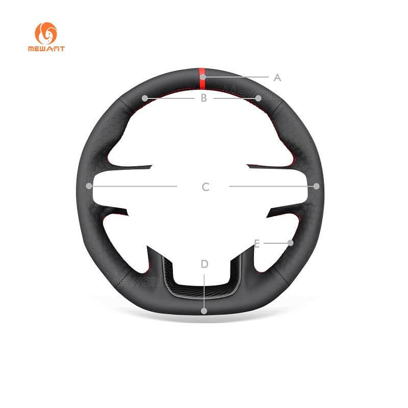 MEWANT Steering Wheel Cover for Dodge Ram 1500 TRX 2021 - 2024 - Alcantara, Leather, Carbon Fiber, Easy Install, Non - Slip, Best Steering Wheel Cover