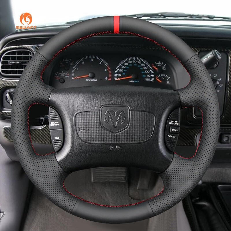 MEWANT Steering Wheel Cover for Dodge Ram 1998 - 2002 - Alcantara, Leather, Carbon Fiber, Easy Install, Non - Slip, Best Steering Wheel Cover