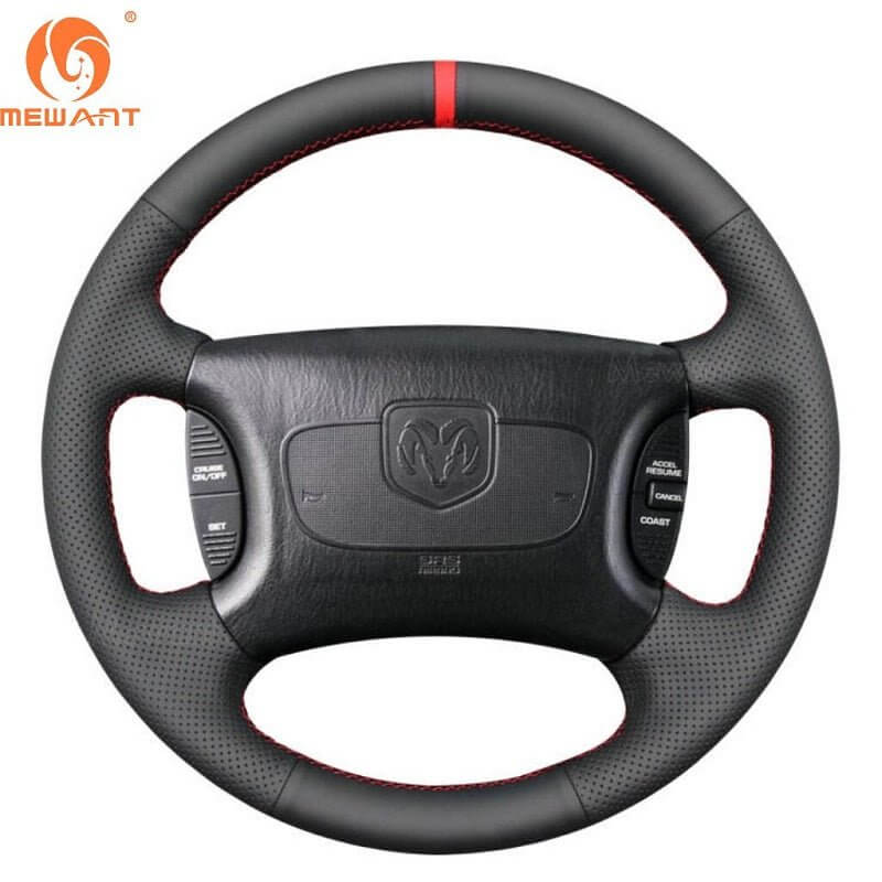 MEWANT Steering Wheel Cover for Dodge Ram 1998 - 2002 - Alcantara, Leather, Carbon Fiber, Easy Install, Non - Slip, Best Steering Wheel Cover