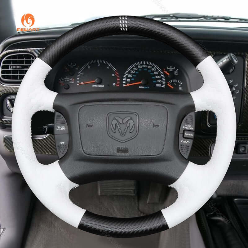 MEWANT Steering Wheel Cover for Dodge Ram 1998 - 2002 - Alcantara, Leather, Carbon Fiber, Easy Install, Non - Slip, Best Steering Wheel Cover