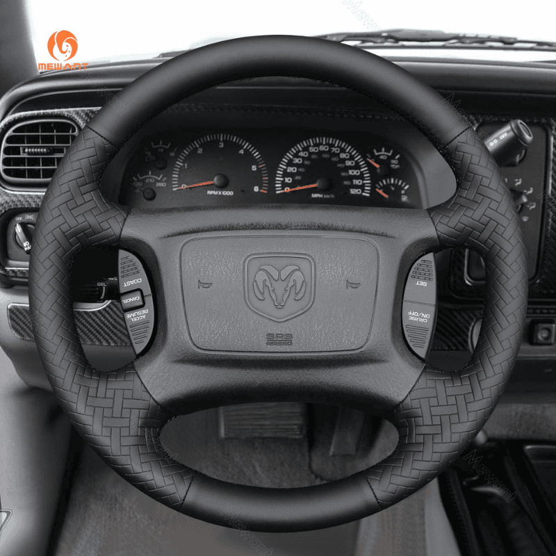 MEWANT Steering Wheel Cover for Dodge Ram 1998 - 2002 - Alcantara, Leather, Carbon Fiber, Easy Install, Non - Slip, Best Steering Wheel Cover