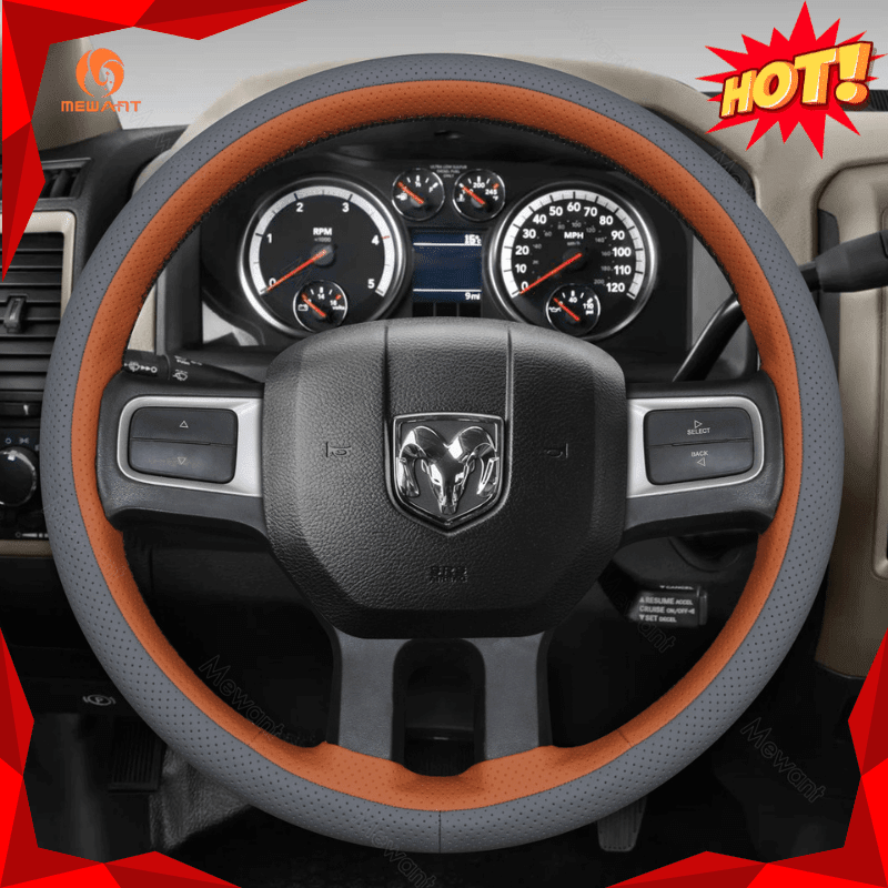 MEWANT Steering Wheel Cover for Dodge RAM 2500 2009 - 2010 - Alcantara, Leather, Carbon Fiber, Easy Install, Non - Slip, Best Steering Wheel Cover