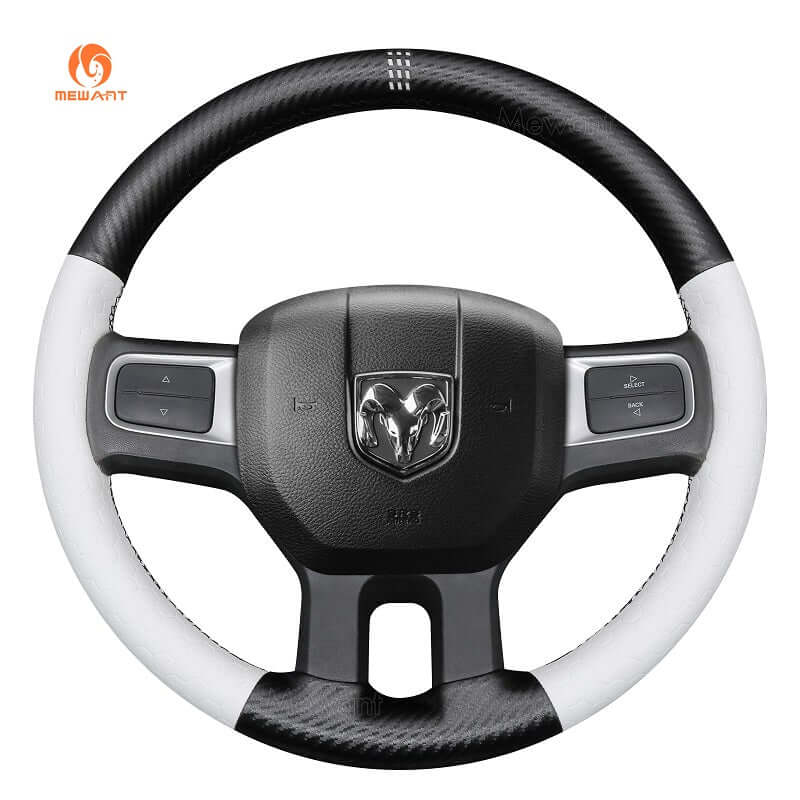 MEWANT Steering Wheel Cover for Dodge RAM 2500 2009 - 2010 - Alcantara, Leather, Carbon Fiber, Easy Install, Non - Slip, Best Steering Wheel Cover