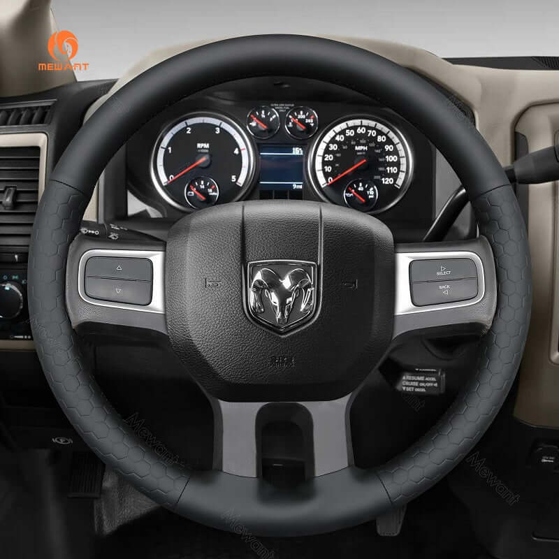MEWANT Steering Wheel Cover for Dodge RAM 2500 2009 - 2010 - Alcantara, Leather, Carbon Fiber, Easy Install, Non - Slip, Best Steering Wheel Cover