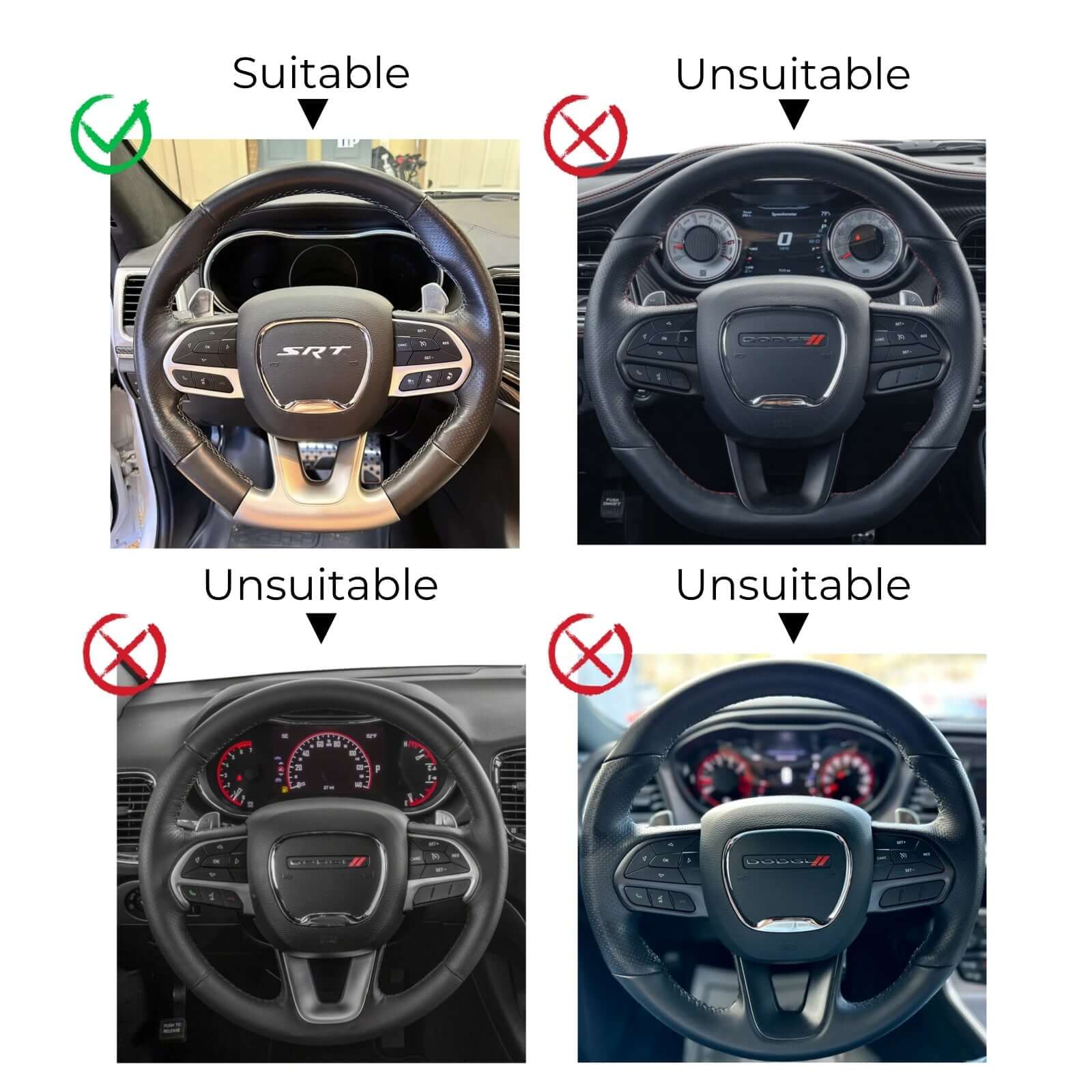 MEWANT Steering Wheel Cover for Dodge SRT Challenger Charger Durango 2015 - 2021 - Alcantara, Leather, Carbon Fiber, Easy Install, Non - Slip, Best Steering Wheel Cover