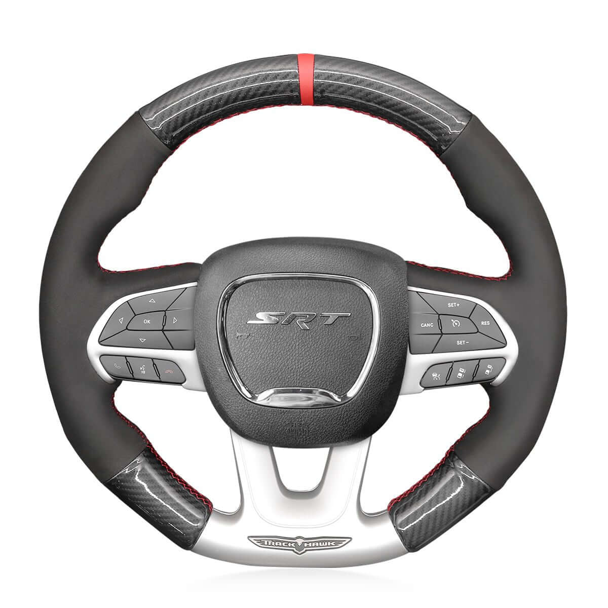 MEWANT Steering Wheel Cover for Dodge SRT Challenger Charger Durango 2015 - 2021 - Alcantara, Leather, Carbon Fiber, Easy Install, Non - Slip, Best Steering Wheel Cover