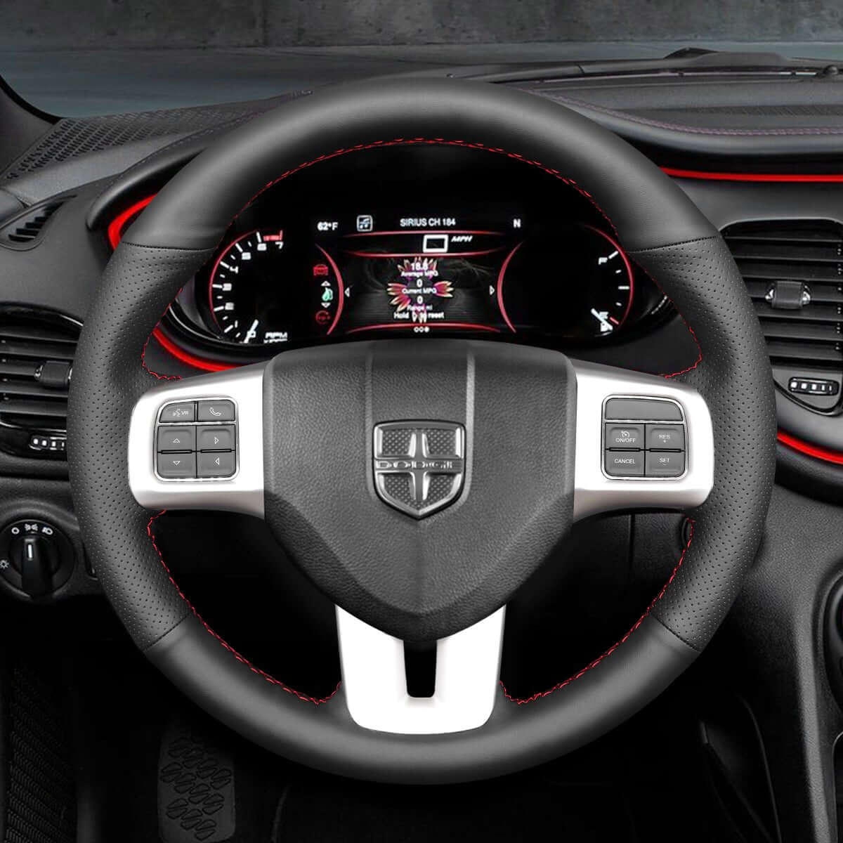 MEWANT Steering Wheel Cover for Dodge / Volkswagen VW Dart Routan 2011 - 2016 - Alcantara, Leather, Carbon Fiber, Easy Install, Non - Slip, Best Steering Wheel Cover