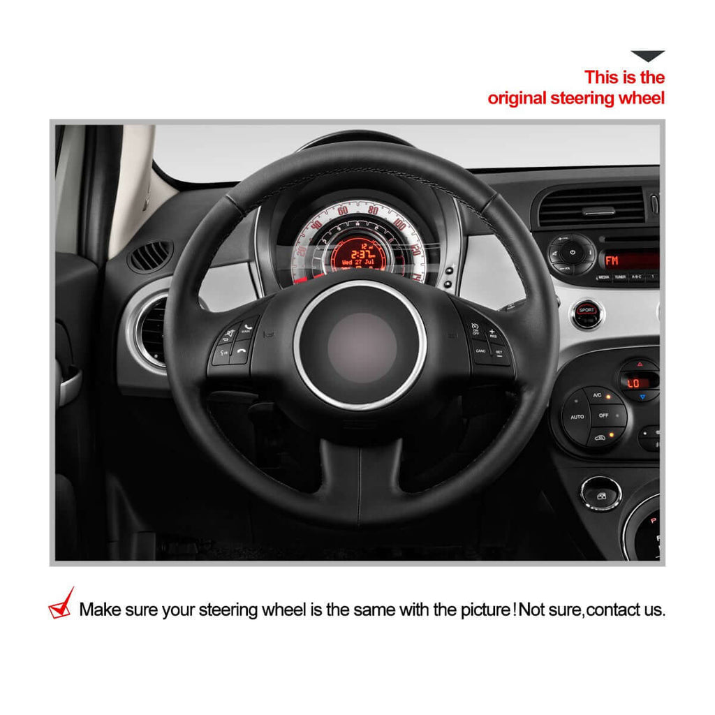 MEWANT Steering Wheel Cover for Fiat 500 2007 - 2015 Fiat 500e 2014 - 2018 Fiat 500C 2014 - 2017 - Alcantara, Leather, Carbon Fiber, Easy Install, Non - Slip, Best Steering Wheel Cover