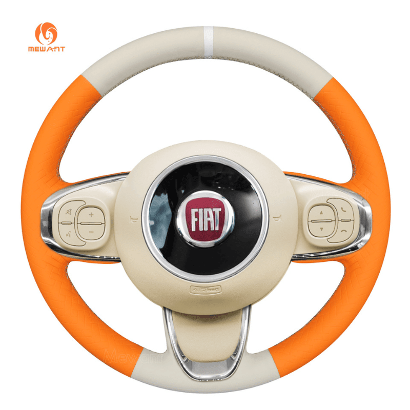 MEWANT Steering Wheel Cover for Fiat 500 2015 - 2021 500C 2016 - 2021 - Alcantara, Leather, Carbon Fiber, Easy Install, Non - Slip, Best Steering Wheel Cover