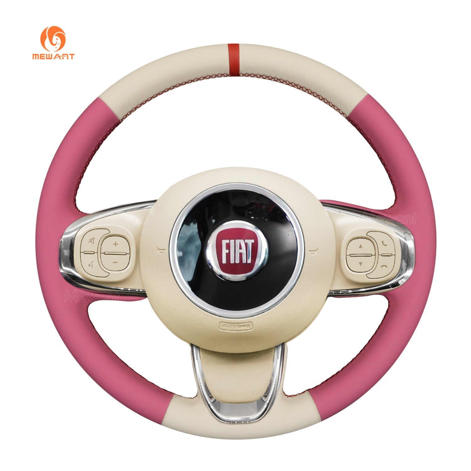 MEWANT Steering Wheel Cover for Fiat 500 500C 2015 - 2021 - Alcantara, Leather, Carbon Fiber, Easy Install, Non - Slip, Best Steering Wheel Cover