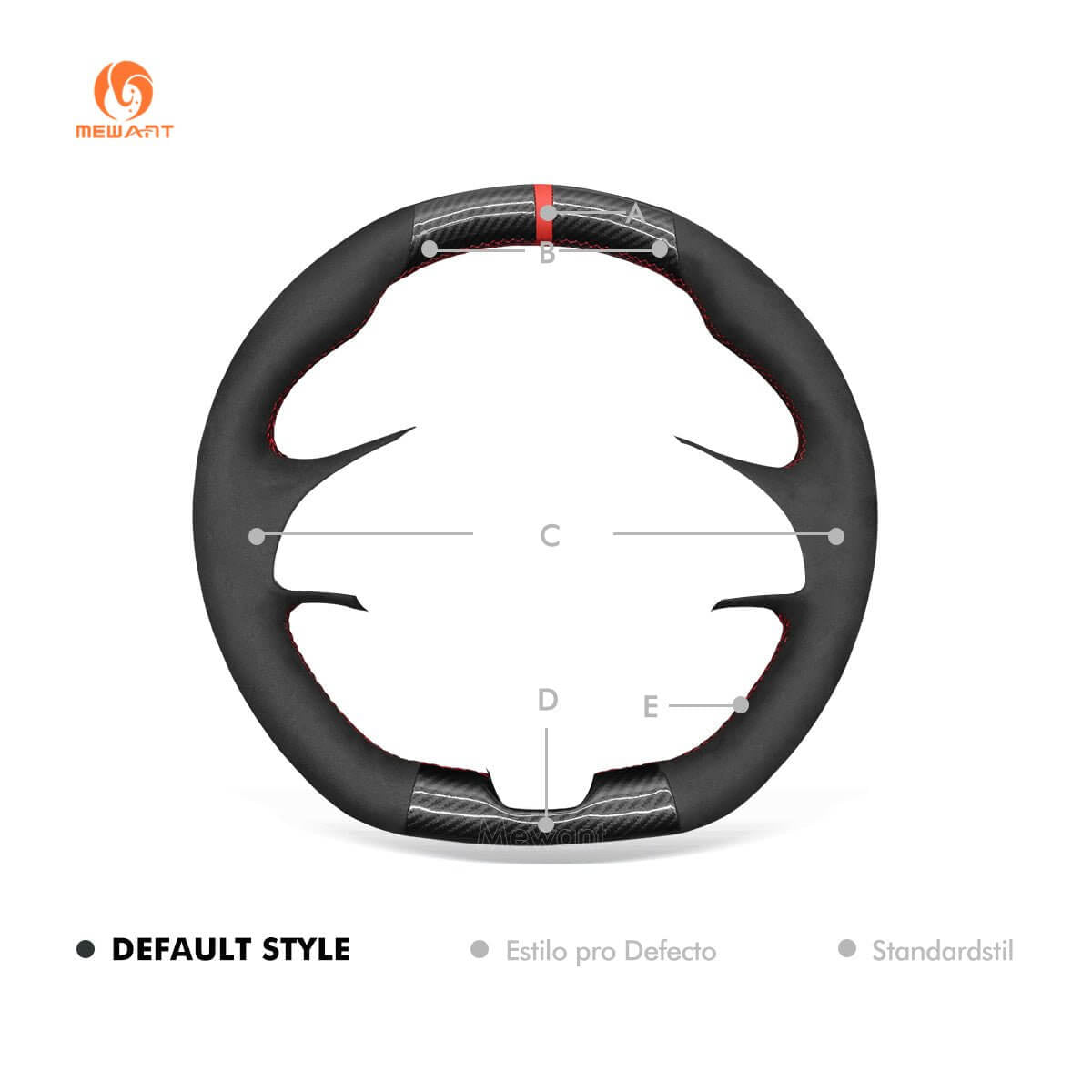 MEWANT Steering Wheel Cover for Fiat / Abarth 500 500C 595 595C 2013 - 2017 - Alcantara, Leather, Carbon Fiber, Easy Install, Non - Slip, Best Steering Wheel Cover