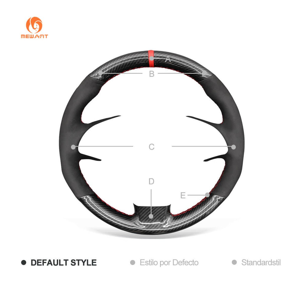 MEWANT Steering Wheel Cover for Fiat / Opel Punto Bravo Linea Qubo Doblo Grande Punto Combo D 2007 - 2019 - Alcantara, Leather, Carbon Fiber, Easy Install, Non - Slip, Best Steering Wheel Cover