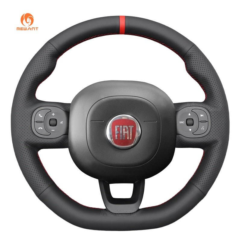 MEWANT Steering Wheel Cover for Fiat Panda 2012 - 2024 - Alcantara, Leather, Carbon Fiber, Easy Install, Non - Slip, Best Steering Wheel Cover