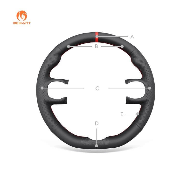 MEWANT Steering Wheel Cover for Fiat Panda 2012 - 2024 - Alcantara, Leather, Carbon Fiber, Easy Install, Non - Slip, Best Steering Wheel Cover