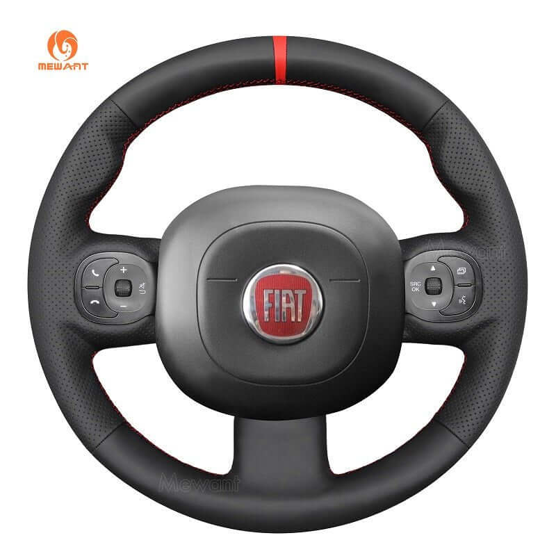 MEWANT Steering Wheel Cover for Fiat Panda 2012 - 2024 - Alcantara, Leather, Carbon Fiber, Easy Install, Non - Slip, Best Steering Wheel Cover