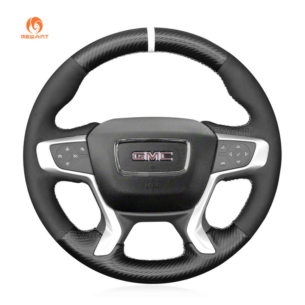 MEWANT Steering Wheel Cover for GMC Acadia Canyon Terrain2015 - 2024 - Alcantara, Leather, Carbon Fiber, Easy Install, Non - Slip, Best Steering Wheel Cover