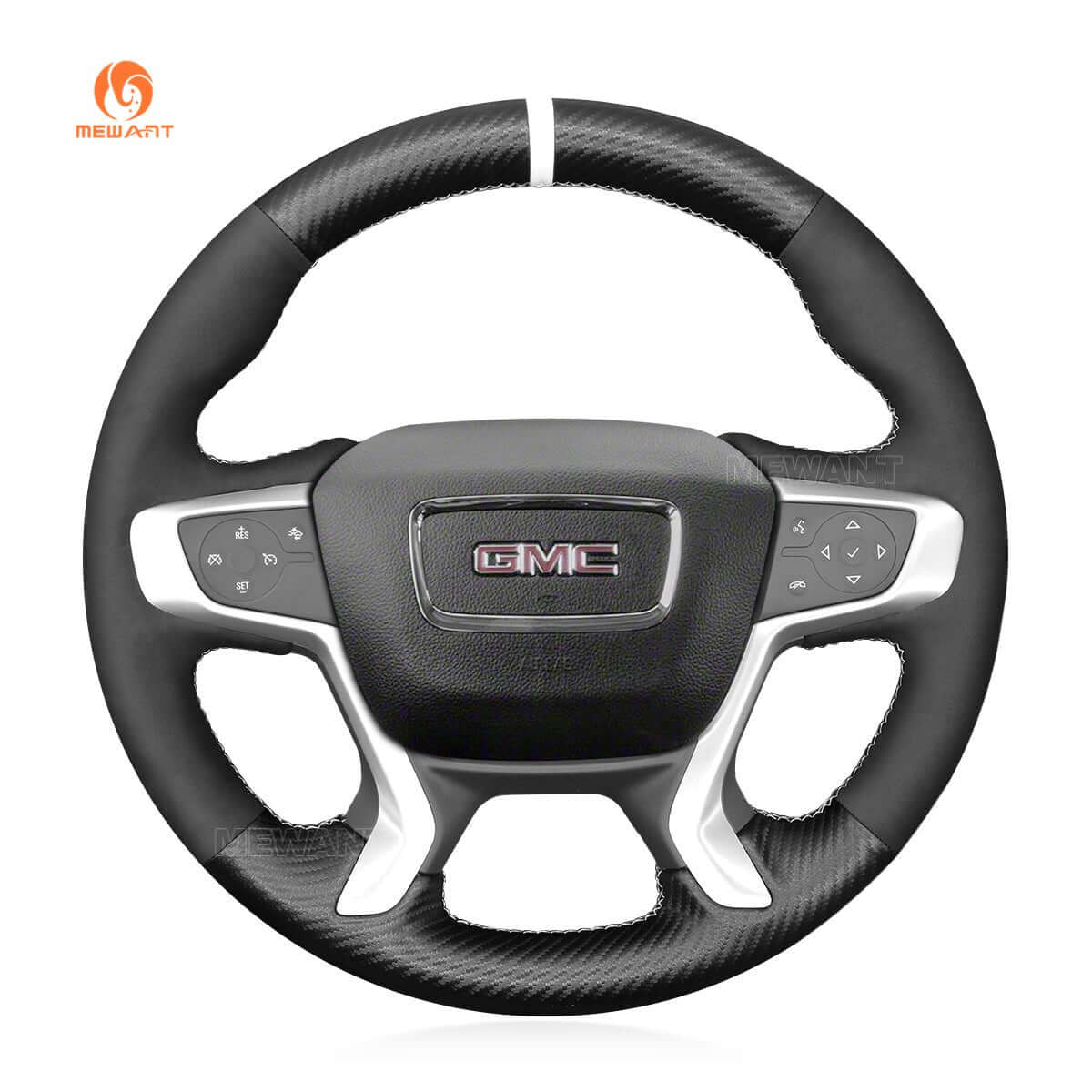 MEWANT Steering Wheel Cover for GMC Acadia Canyon Terrain2015 - 2024 - Alcantara, Leather, Carbon Fiber, Easy Install, Non - Slip, Best Steering Wheel Cover