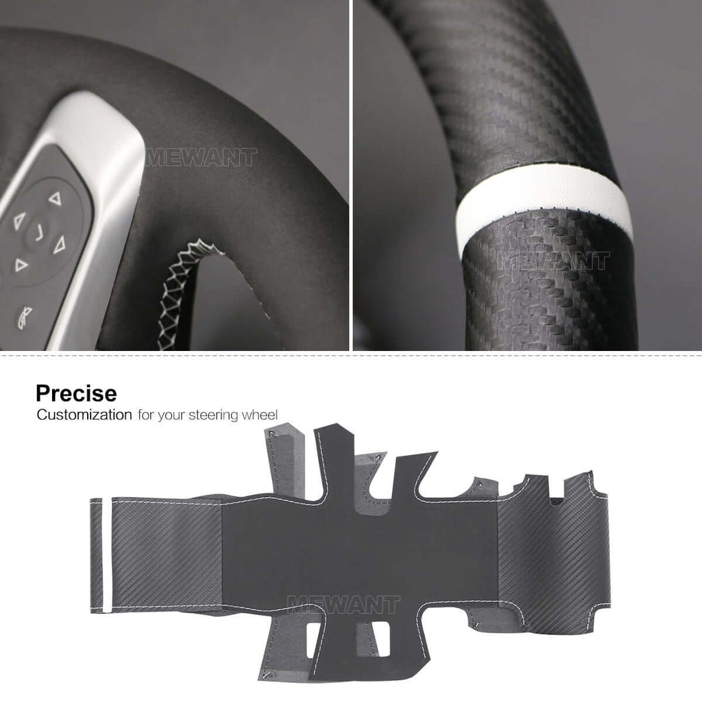 MEWANT Steering Wheel Cover for GMC Acadia Canyon Terrain2015 - 2024 - Alcantara, Leather, Carbon Fiber, Easy Install, Non - Slip, Best Steering Wheel Cover