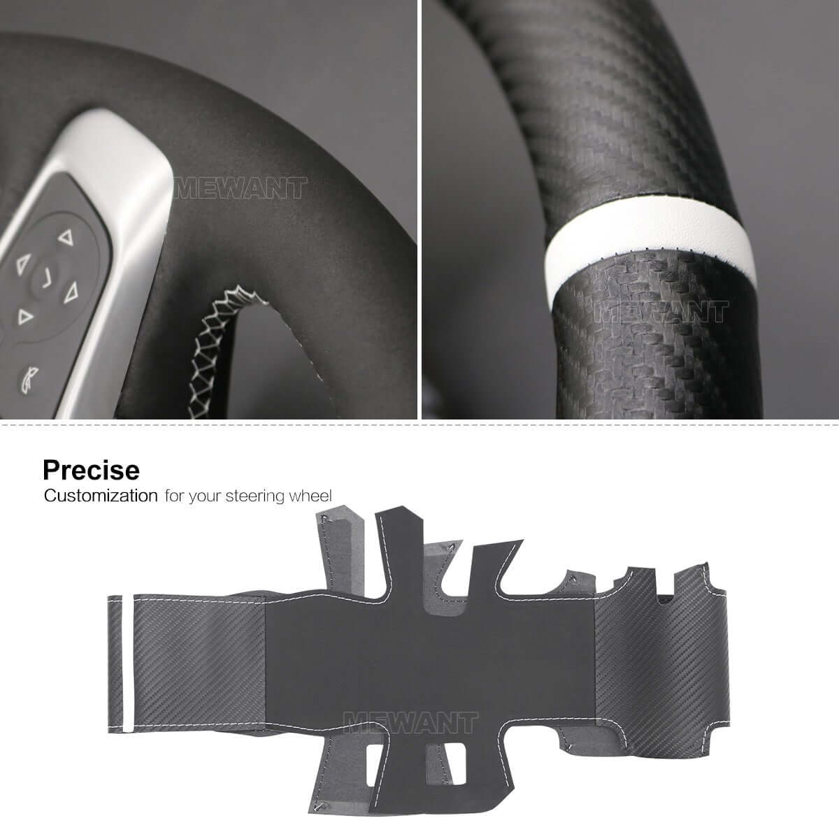 MEWANT Steering Wheel Cover for GMC Acadia Canyon Terrain2015 - 2024 - Alcantara, Leather, Carbon Fiber, Easy Install, Non - Slip, Best Steering Wheel Cover
