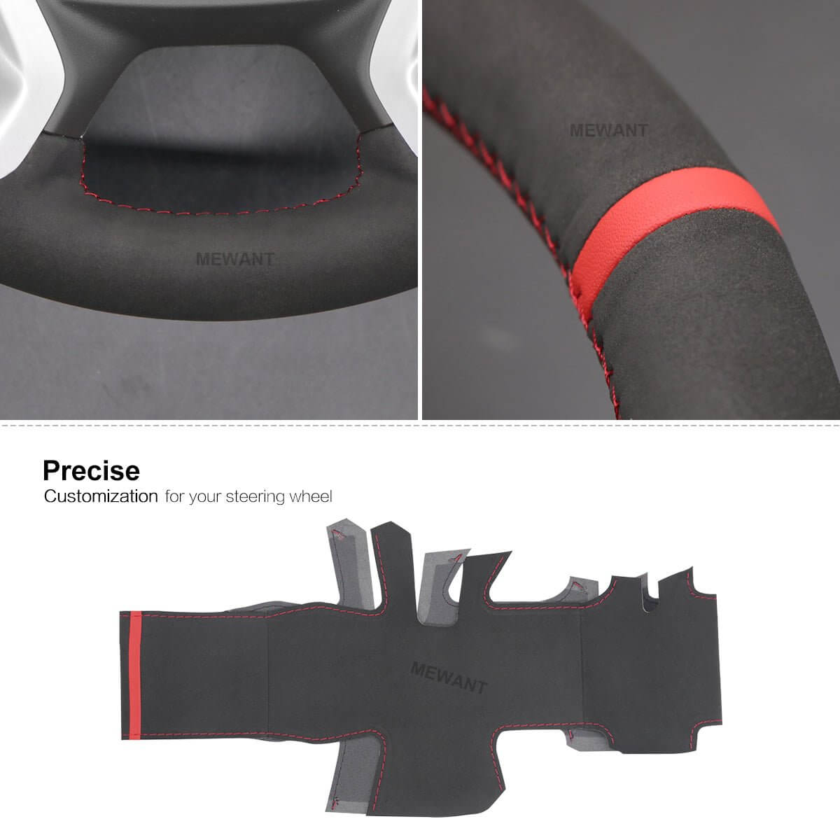 MEWANT Steering Wheel Cover for GMC Acadia Canyon Terrain2015 - 2024 - Alcantara, Leather, Carbon Fiber, Easy Install, Non - Slip, Best Steering Wheel Cover