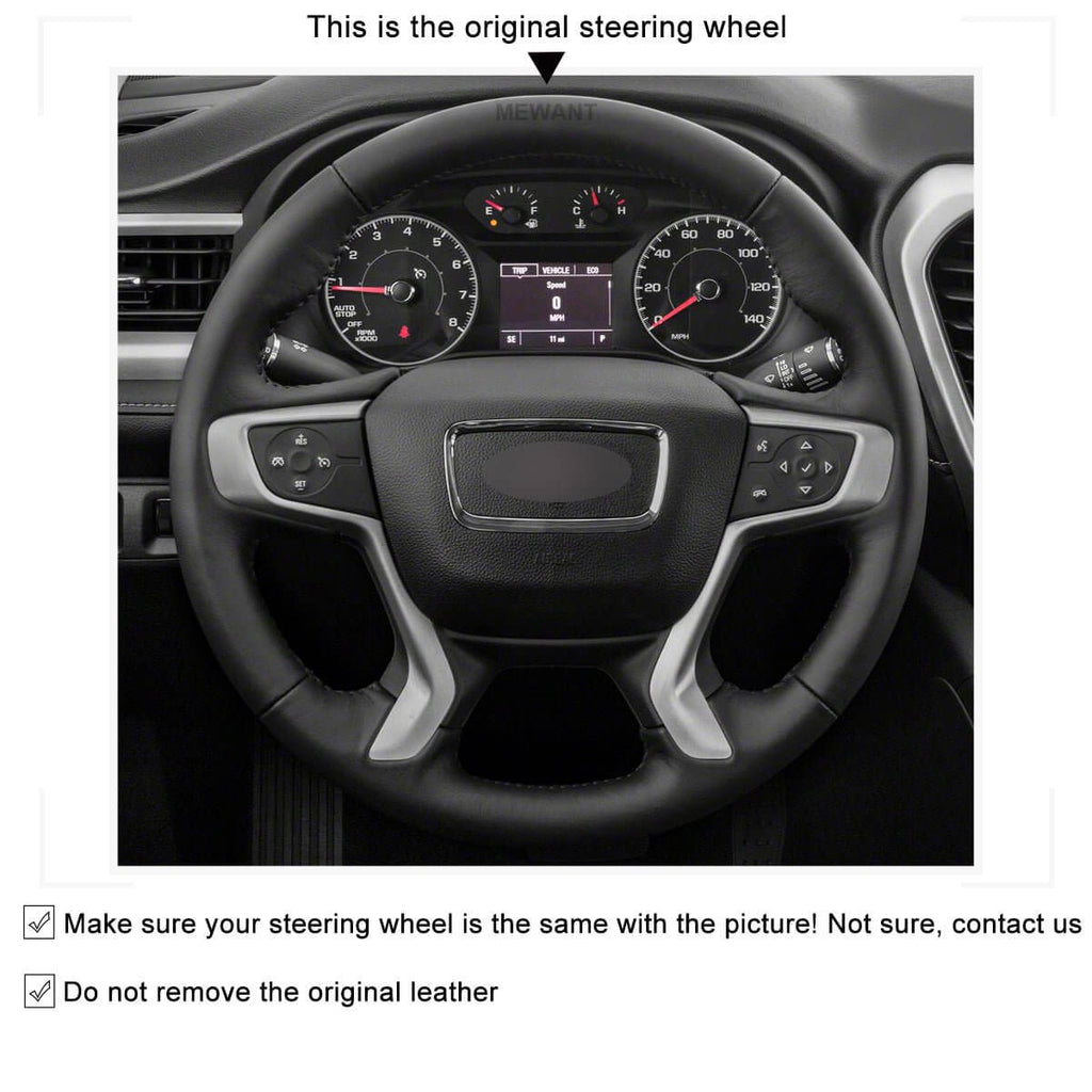MEWANT Steering Wheel Cover for GMC Acadia Canyon Terrain2015 - 2024 - Alcantara, Leather, Carbon Fiber, Easy Install, Non - Slip, Best Steering Wheel Cover