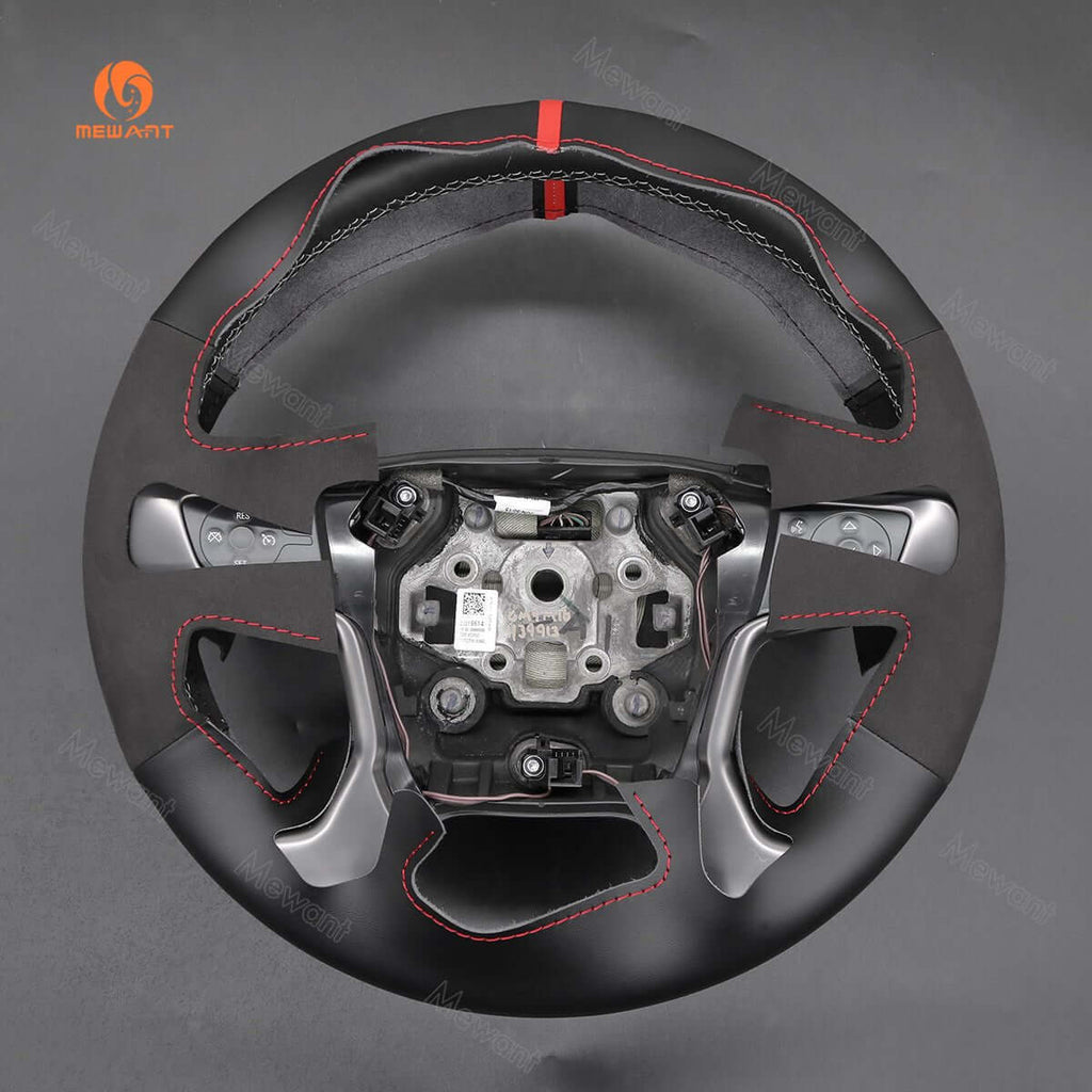 MEWANT Steering Wheel Cover for GMC Sierra 1500 Sierra 1500 Limited Sierra 2500 Sierra 3500 Yukon XL 2014 - 2020 - Alcantara, Leather, Carbon Fiber, Easy Install, Non - Slip, Best Steering Wheel Cover