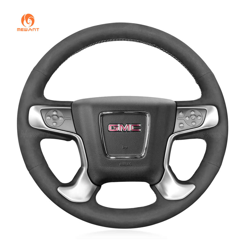 MEWANT Steering Wheel Cover for GMC Sierra 1500 Sierra 1500 Limited Sierra 2500 Sierra 3500 Yukon XL 2014 - 2020 - Alcantara, Leather, Carbon Fiber, Easy Install, Non - Slip, Best Steering Wheel Cover